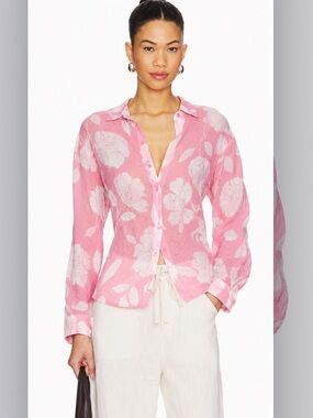 Nwt revolve Bailey 44 floral sheer peony button up $128 XL summer spring top